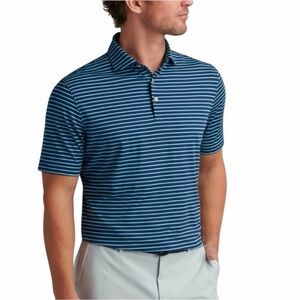 Peter Millar Turquoise Blue Stripe Summer Comfort Dunnes Performance Polo XL
